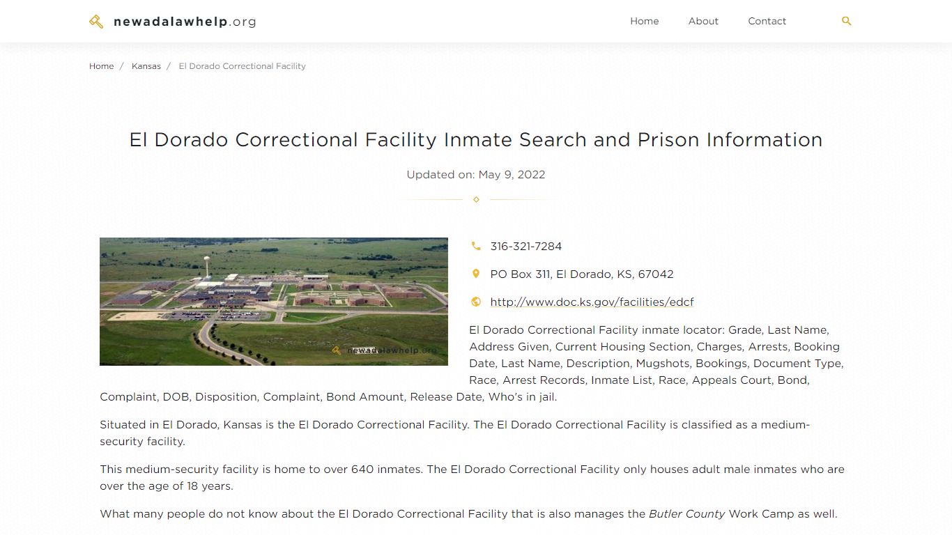 El Dorado Correctional Facility Inmate Search, Visitation ...